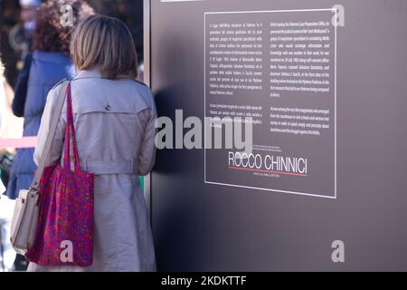 Rome, RM, Italie. 7th novembre 2022. Inauguration de l'exposition ''la Mafia tue, le silence aussi. Les invisibles tués par la mafia et l'indifférence''' sur la Piazza del Campidoglio à Rome (Credit image: © Matteo Nardone/Pacific Press via ZUMA Press Wire) Banque D'Images