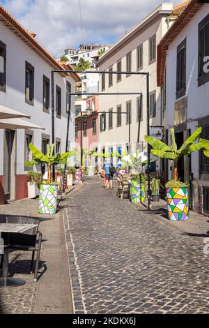 Rues de Baía de Câmara de Lobos, Camara de Lobos, Madère, Portugal, Banque D'Images