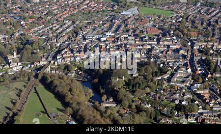 Vue aérienne de Knaresborough depuis l'ouest, North Yorkshire Banque D'Images