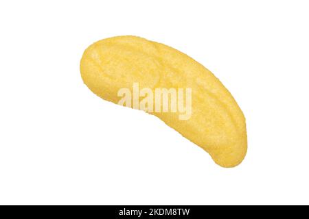 Bonbon de banane jaune isolé sur fond blanc. Banque D'Images