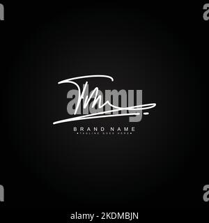 TM logo initial dans le style Signature pour les secteurs de la photographie et de la mode - vecteur de logo Signature dessiné à la main Illustration de Vecteur