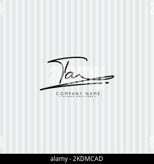 Logo Signature manuscrite TA - modèle de logo Vector pour les secteurs de la beauté, de la mode et de la photographie Illustration de Vecteur