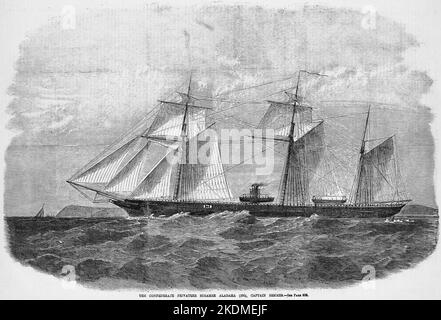 Le Confederate privateer steamer Alabama, le capitaine Raphael Semmes. Mars 1863. Illustration de la guerre de Sécession américaine du 19th siècle tirée du journal illustré de Frank Leslie Banque D'Images