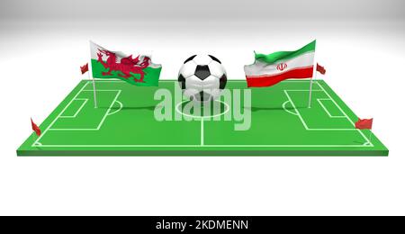 Match de football du pays de Galles contre l'Iran coupe du monde de la FIFA Qatar 2022, terrain de football, 3D travaux et 3D images, Erevan, Arménie - 2022 07 novembre Banque D'Images