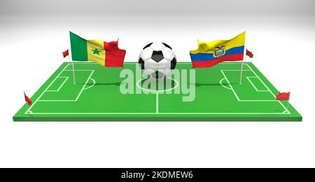 Match de football Equateur contre Sénégal coupe du monde de la FIFA Qatar 2022, terrain de football, 3D travaux et 3D images, Erevan, Arménie - 2022 07 novembre Banque D'Images