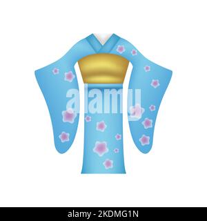 Illustration vectorielle traditionnelle chinoise Costume emoji sur fond blanc. Conception d'icône de vecteur de costume féminin. Robe chinoise bleue et or Illustration de Vecteur