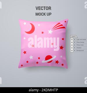 Coussin rose avec motif d'espacement isolé sur fond blanc Illustration de Vecteur