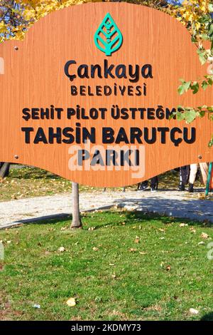 Parc à Ankara dédié au lieutenant Tahsin Barutcu. Le pilote de l'armée est décédé en Afghanistan Banque D'Images