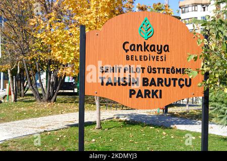 Parc à Ankara dédié au lieutenant Tahsin Barutcu. Le pilote de l'armée est décédé en Afghanistan Banque D'Images