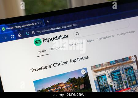 TripAdvisor, Inc. Est une société américaine de voyages en ligne qui exploite un site Web et une application mobile avec du contenu généré par les utilisateurs et un site Web de comparaison Banque D'Images