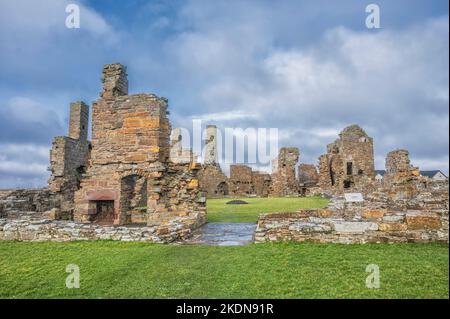 L'image est des ruines de ce qui reste du Palais du comte médiéval du 16th siècle à Birsay, anciennement Robert Stewart le comte d'Orkney de 1st Banque D'Images