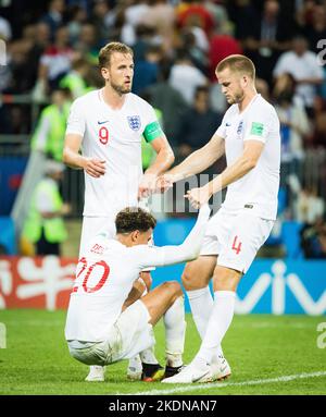 Moskau , 11.07.2018 Harry Kane (Angleterre), DELE Alli (Angleterre), Eric Dier (Angleterre) Kroatien - Angleterre Copyright (nur fŸr journalistische Zwecke) par : Banque D'Images