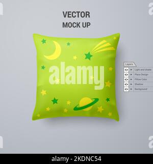 Coussin couleur citron avec motif d'espacement isolé sur fond blanc Illustration de Vecteur