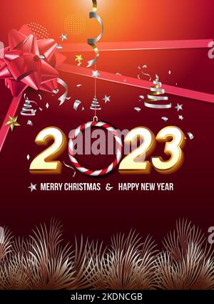 bonne année 2023 bannière, affiche, calendrier, médias sociaux Illustration de Vecteur