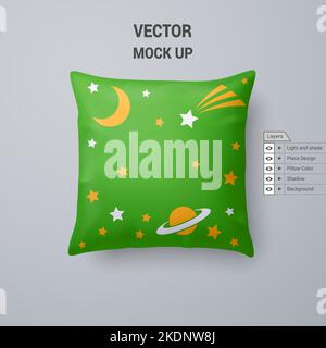 Coussin vert avec motif d'espacement isolé sur fond blanc Illustration de Vecteur