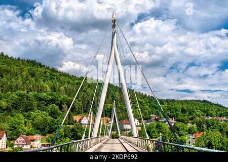 Pont au-dessus de la rivière Neckar à Zwingenberg - Odenwald, Bade-Wurtemberg, Allemagne Banque D'Images