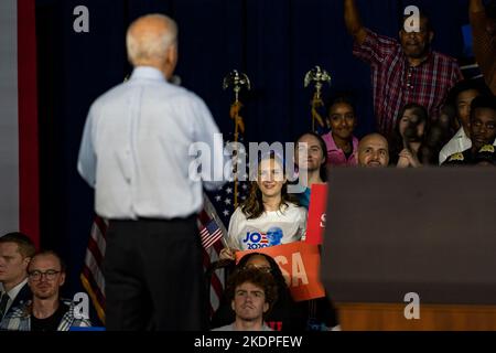 Bowie, États-Unis d'Amérique. 07th novembre 2022. Le président Joe Biden parle à un parti démocratique du Maryland sortir le rassemblement de vote pour le candidat du poste de gouverneur Wes Moore à l'Université d'État de Bowie à Bowie, Maryland 8 novembre 2022. (Photo par Dominick Sokotooff/Sipa USA) crédit: SIPA USA/Alay Live News Banque D'Images