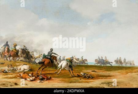 Pieter Jansz Post, Cavalry engagement, huile sur panneau, 1631 Banque D'Images