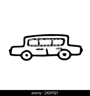 Voiture Doodle Outline BW. Style de gribouillage d'esquisse. Illustration vectorielle dessinée à la main Illustration de Vecteur