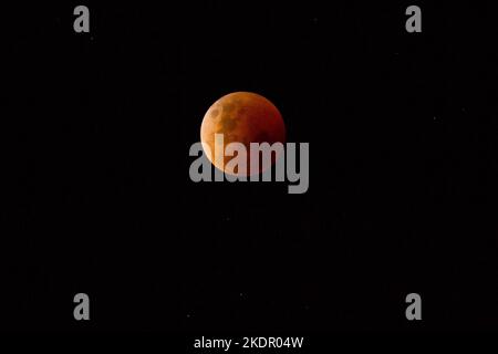 Sydney, Australie. 8th novembre 2022. Une éclipse lunaire de lune de sang dans le ciel. Crédit : Robert Wallace/Wallace Media Network/Alay Live News. Banque D'Images