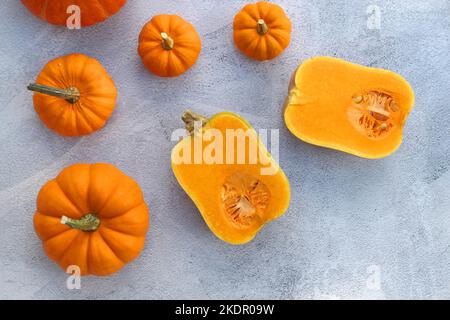 Courge musquée et citrouilles de fond de nourriture d'automne. Banque D'Images