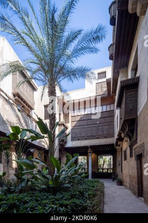 Vue de la cour, maison d'al-Suhaymi, construite en 1648, époque ottomane, le Caire, Égypte Banque D'Images