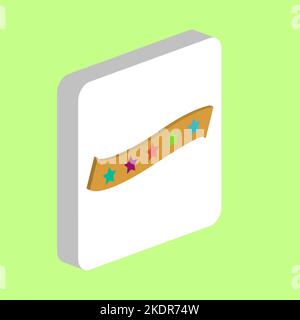 Icône de vecteur simple ruban en étoile. Modèle de conception de symbole d'illustration pour élément d'interface utilisateur Web mobile. Pictogramme isométrique de couleur parfaite sur carré blanc 3D. S Illustration de Vecteur