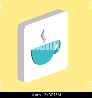Icône vecteur simple de tasse à café. Modèle de conception de symbole d'illustration pour élément d'interface utilisateur Web mobile. Pictogramme isométrique de couleur parfaite sur carré blanc 3D. Co Illustration de Vecteur