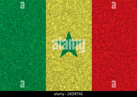 Drapeau du Sénégal sur la texture de la styromousse. Drapeau national peint sur la surface de la mousse plastique Banque D'Images