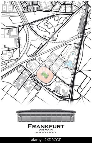 Carte du stade de football de Francfort-sur-le-main, Allemagne Banque D'Images