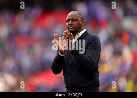 Photo du dossier datée du 17-04-2022, de Patrick Vieira, directeur du Crystal Palace. Patrick Vieira, le patron du Crystal Palace, a déclaré que son côté prenait la Carabao Cup au sérieux. Les Eagles se rendent mercredi à la première Ligue des rivaux de Newcastle, dans le but d'atteindre le quatrième tour pour la première fois depuis 2018. Date de publication : mardi 8 novembre 2022. Banque D'Images