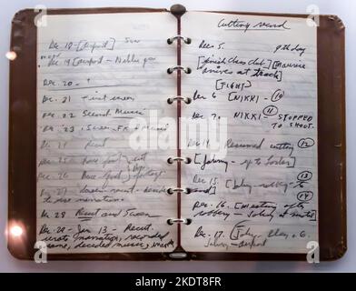 Bloc-notes de Kubrick avec des notes sur l'édition de Kiss de Killer. 1955 Banque D'Images