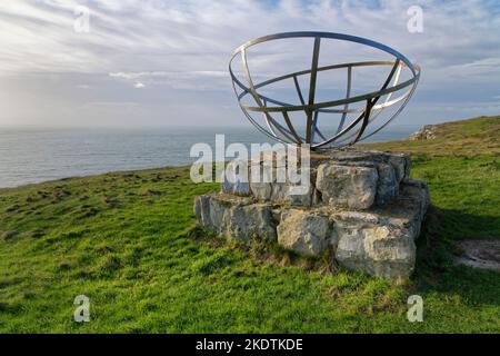 Memorial à WW2 développement radar sur St. Aldhelm’s Head, Worth Matravers, Dorset, Royaume-Uni, janvier. Banque D'Images