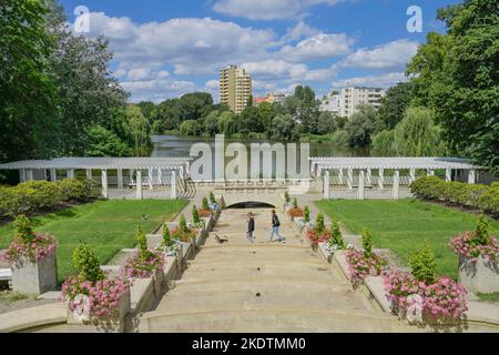 Laubengang und Kolonnade an der Großen Kaskade, Lietzensee, Charlottenburg, Berlin, Allemagne Banque D'Images