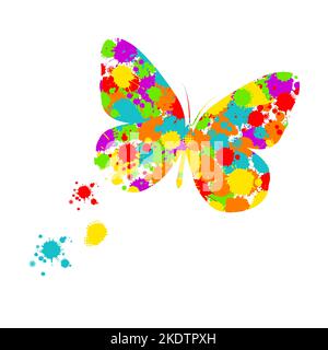 Papillons multicolores abstraits avec touches de peinture. Illustration vectorielle Illustration de Vecteur