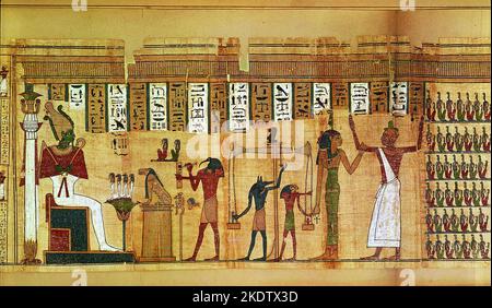 Le jugement d'Osiris, détail d'un livre des morts, période tardive (papyrus), dynastie égyptienne 30th (380-343 avant JC) Banque D'Images