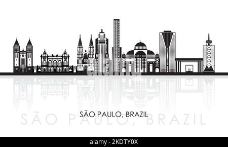 Silhouette Skyline panorama de la ville de Sao Paulo, Brésil - illustration vectorielle Illustration de Vecteur