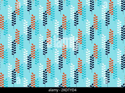 Motif tige sans couture avec feuilles, décoration vectorielle Illustration de Vecteur