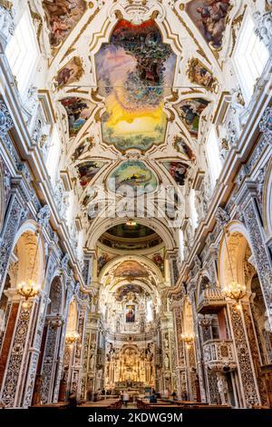 L'intérieur de l'église du Gesu (également connue sous le nom de Casa Prodessa), Palerme, Sicile, Italie. Banque D'Images