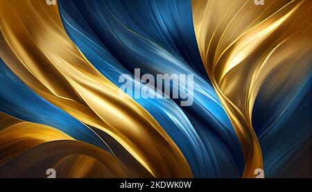 Abstrait tortillant les couleurs bleu et or comme fond d'écran. Banque D'Images