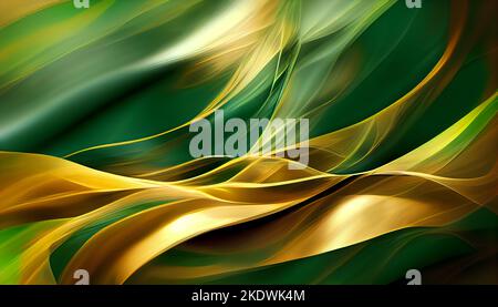 Abstrait tortillant les couleurs vert et or comme fond d'écran. Banque D'Images
