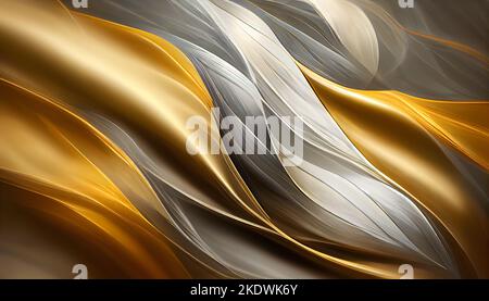 Abstrait torsadant les couleurs argentées et dorées comme fond d'écran. Banque D'Images
