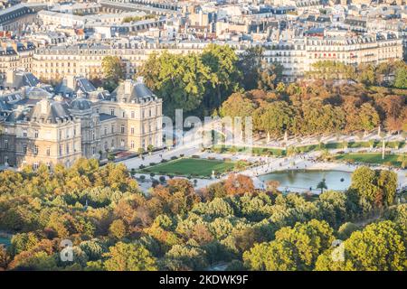 Vue aérienne des Jardins du Luxembourg à Paris Banque D'Images