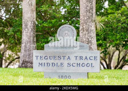 Weston, FL, Etats-Unis - 8 novembre 2022: Photo de Tequesta Trace Middle School signe Banque D'Images