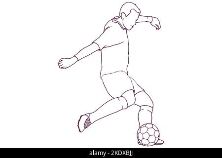 illustration vectorielle de style dessin à la main par un joueur de football Illustration de Vecteur