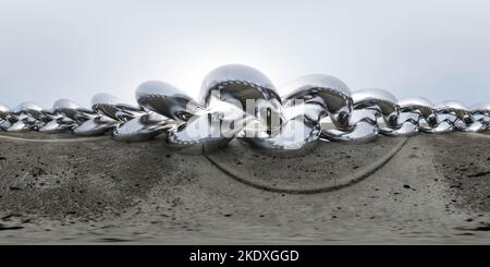 carte d'environnement panoramique à 360 degrés des murs métalliques environnement abstrait avec sol en béton et sky 3d rendu de l'illustration hdri hdr vr virtuel Banque D'Images