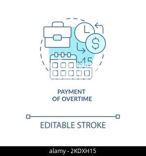 Paiement des heures supplémentaires turquoise concept icône Illustration de Vecteur