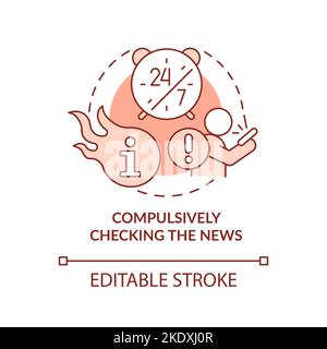 Vérification obligatoire de l'icône de concept rouge d'actualités Illustration de Vecteur