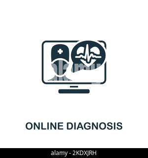 Icône diagnostic en ligne. Icône monochrome simple Healthcare pour les modèles, la conception Web et les infographies Illustration de Vecteur