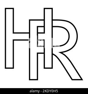 Logo symbole hr rh icon, nft lettres entrelacées r h. Illustration de Vecteur